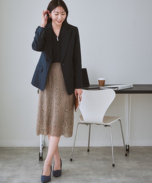 7days Life Styling(セブンデイズライフスタイリング)の「洗えるロング丈テーラードジャケット【プリント裏地付】(テーラードジャケット・レディース・ネイビー/グレー系その他/ブラウン・S/LL/M/L)」の22枚目の写真