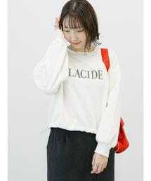 Te chichi TERRASSE | 裏起毛ドロストフロッキーロゴトップス(Tシャツ/カットソー)