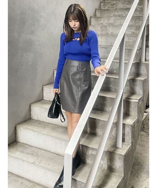 MURUA(ムルーア)の「クロスオープンリブニット(ニット/セーター・レディース・ブラック/ホワイト/レッド/ブルー・FREE)」の12枚目の写真