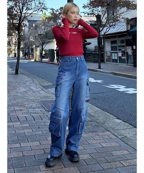 MURUA(ムルーア)の「クロスオープンリブニット(ニット/セーター・レディース・ブラック/ホワイト/レッド/ブルー・FREE)」の16枚目の写真