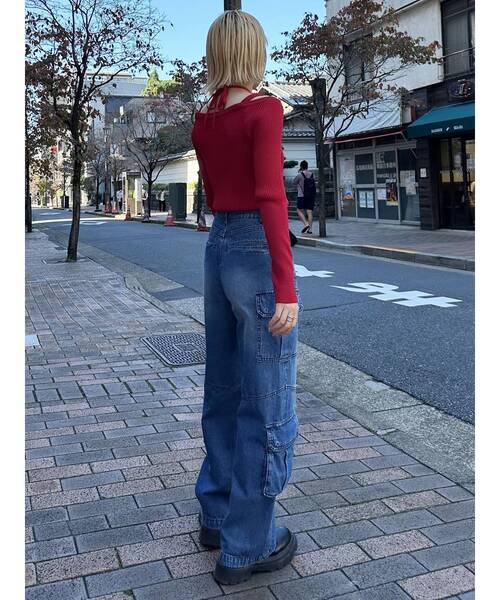 MURUA(ムルーア)の「クロスオープンリブニット(ニット/セーター・レディース・ブラック/ホワイト/レッド/ブルー・FREE)」の17枚目の写真