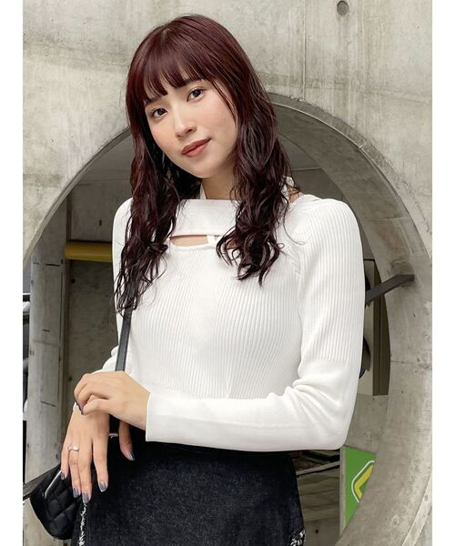 MURUA(ムルーア)の「クロスオープンリブニット(ニット/セーター・レディース・ブラック/ホワイト/レッド/ブルー・FREE)」の18枚目の写真