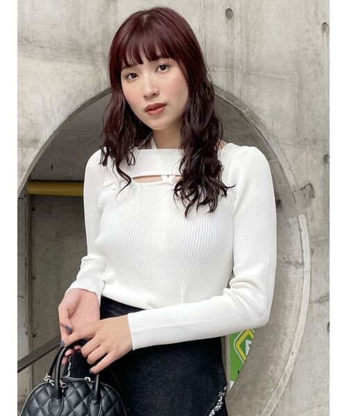 MURUA(ムルーア)の「クロスオープンリブニット(ニット/セーター・レディース・ブラック/ホワイト/レッド/ブルー・FREE)」の19枚目の写真