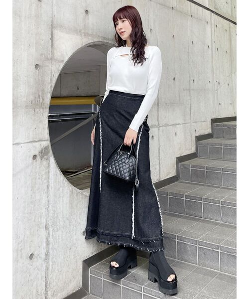 MURUA(ムルーア)の「クロスオープンリブニット(ニット/セーター・レディース・ブラック/ホワイト/レッド/ブルー・FREE)」の21枚目の写真