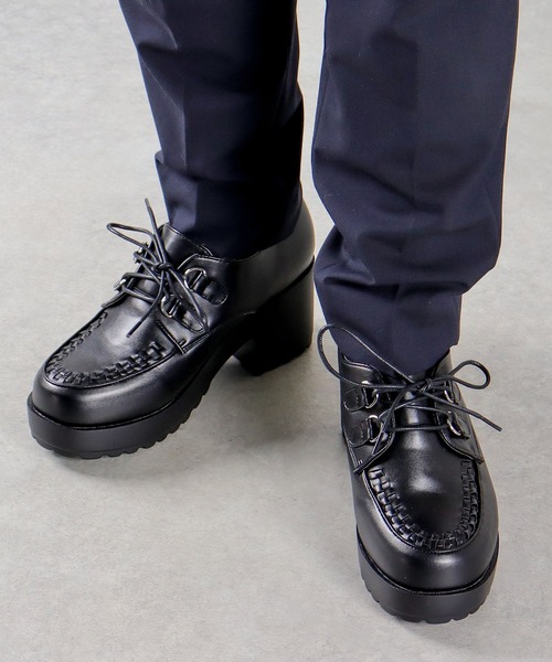 LOVEHUNTER（ラブハンター）の「大きいサイズ インターレースデザイン厚底シューズ(1604M)/Love Hunter（ドレスシューズ・メンズ・ブラック×ブラック/ブラック×ホワイト/ホワイト・41/43/45）」の9枚目の写真