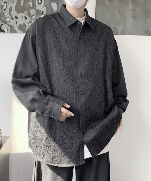 FVLMEN(フルメン)の「【FVLMEN】 lace pasting long sleeve big shirt/レース ペイスティング ロングスリーブ ビッグ シャツ(シャツ/ブラウス・メンズ・ブラック/ホワイト・FREE)」の14枚目の写真