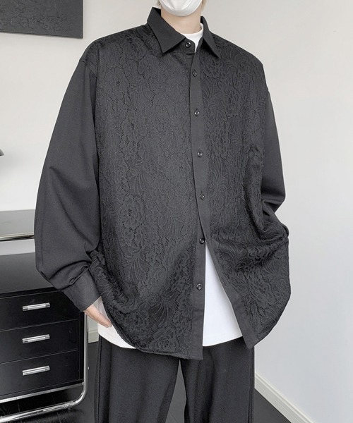 FVLMEN(フルメン)の「【FVLMEN】 lace pasting long sleeve big shirt/レース ペイスティング ロングスリーブ ビッグ シャツ(シャツ/ブラウス・メンズ・ブラック/ホワイト・FREE)」の18枚目の写真