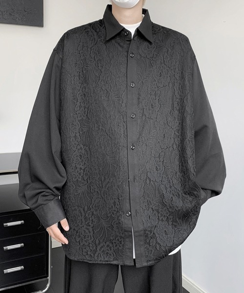 FVLMEN(フルメン)の「【FVLMEN】 lace pasting long sleeve big shirt/レース ペイスティング ロングスリーブ ビッグ シャツ(シャツ/ブラウス・メンズ・ブラック/ホワイト・FREE)」の20枚目の写真