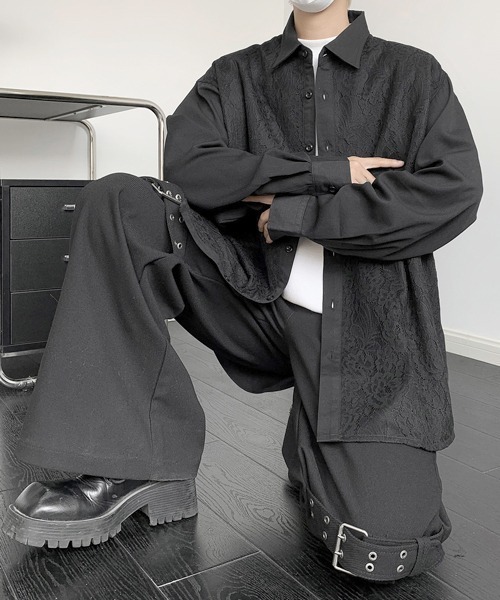 FVLMEN(フルメン)の「【FVLMEN】 lace pasting long sleeve big shirt/レース ペイスティング ロングスリーブ ビッグ シャツ(シャツ/ブラウス・メンズ・ブラック/ホワイト・FREE)」の21枚目の写真