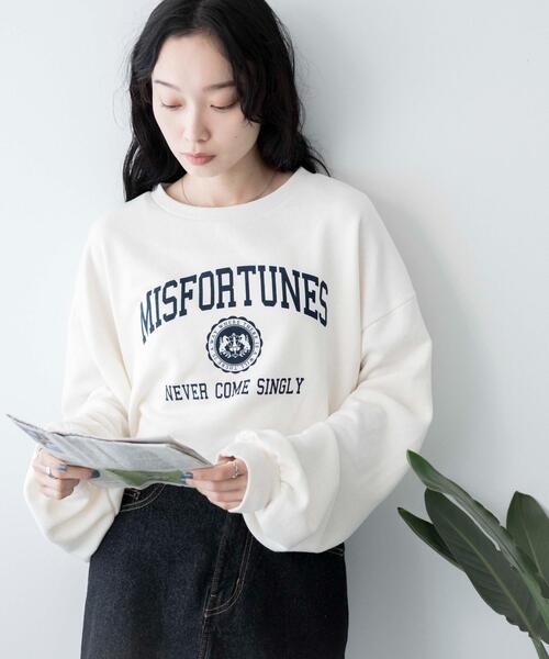 WEGO（ウィゴー）の「WEGO/ヴィンテージライクショートスウェット（スウェット・レディース・その他1/その他2/ホワイト系その他/グレー系その他/杢グレー/オフホワイト/その他3/その他4・FREE）」の3枚目の写真