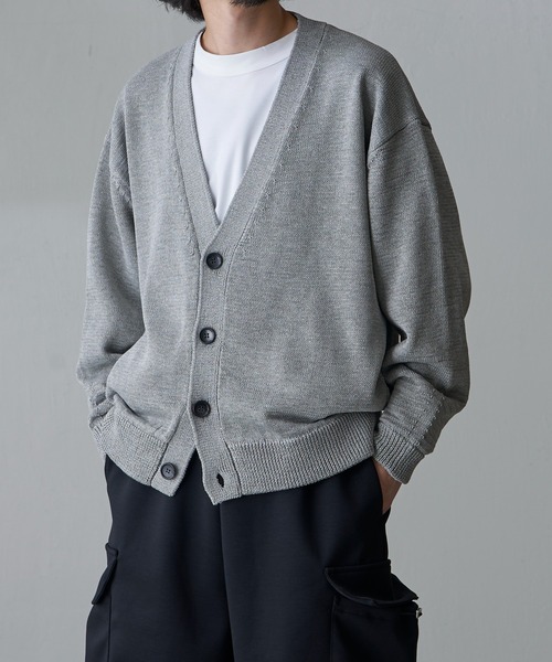 Lui's（ルイス）の「テープヤーンクロップドカーディガン（カーディガン/ボレロ・メンズ・ライトグレー/ブラック/ブルー・S/M）」の9枚目の写真