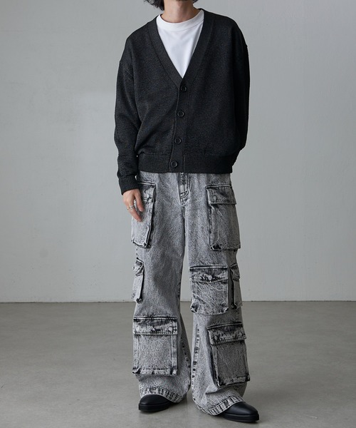 Lui's（ルイス）の「テープヤーンクロップドカーディガン（カーディガン/ボレロ・メンズ・ライトグレー/ブラック/ブルー・S/M）」の7枚目の写真