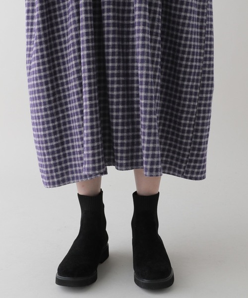 studio CLIP（スタディオクリップ）の「《natural by clip》コットンリネンチェック切り替えワンピース（ワンピース・レディース・ネイビー/ブラック/ベージュ・FREE）」の6枚目の写真