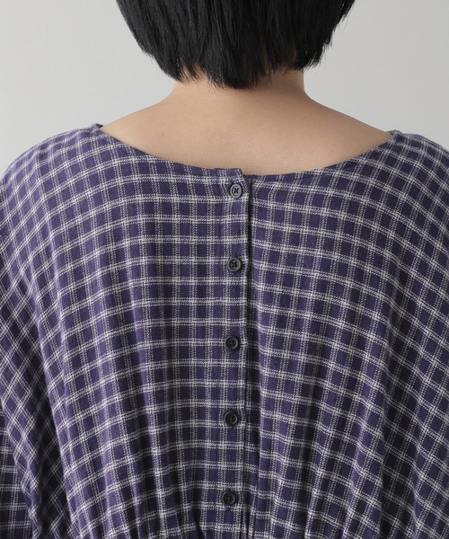 studio CLIP（スタディオクリップ）の「《natural by clip》コットンリネンチェック切り替えワンピース（ワンピース・レディース・ネイビー/ブラック/ベージュ・FREE）」の7枚目の写真