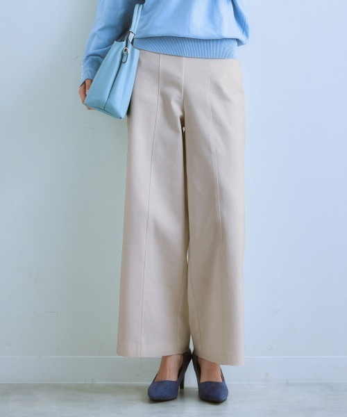 セール】ハリ感素材ストレッチワイドパンツ（スラックス）｜7days Life