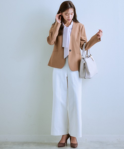 7days Life Styling(セブンデイズライフスタイリング)の「ハリ感素材ストレッチワイドパンツ(スラックス・レディース・オフホワイト/ネイビー/ライトグレー・S/LL/L/M)」の5枚目の写真