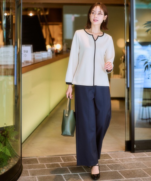 7days Life Styling(セブンデイズライフスタイリング)の「ハリ感素材ストレッチワイドパンツ(スラックス・レディース・オフホワイト/ネイビー/ライトグレー・S/LL/L/M)」の10枚目の写真