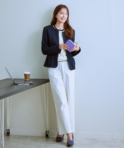 7days Life Styling(セブンデイズライフスタイリング)の「ハリ感素材ストレッチワイドパンツ(スラックス・レディース・オフホワイト/ネイビー/ライトグレー・S/LL/L/M)」の15枚目の写真