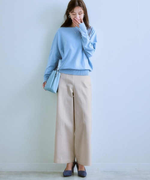 7days Life Styling(セブンデイズライフスタイリング)の「ハリ感素材ストレッチワイドパンツ(スラックス・レディース・オフホワイト/ネイビー/ライトグレー・S/LL/L/M)」の9枚目の写真