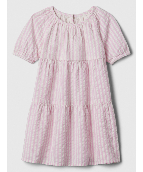 GAP(ギャップ)の「Babygap ティアード シアサッカー シャツワンピース(ワンピース・キッズ・ピンク・18-24M/3 YRS/5 YRS/6-12M/4 YRS/2 YRS/12-18M)」の1枚目の写真