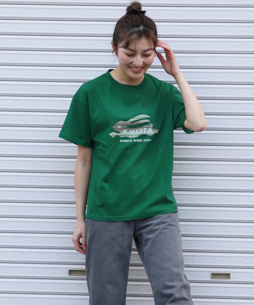 KRIFF MAYER Lady's Collection（クリフメイヤーレディースコレクション）の「フライングラビット柄ロゴゆるT（Tシャツ/カットソー・レディース・ブルー/グレー/オフホワイト/カラフル/グリーン/レッド/チャコール・LARGE/MEDIUM）」の5枚目の写真