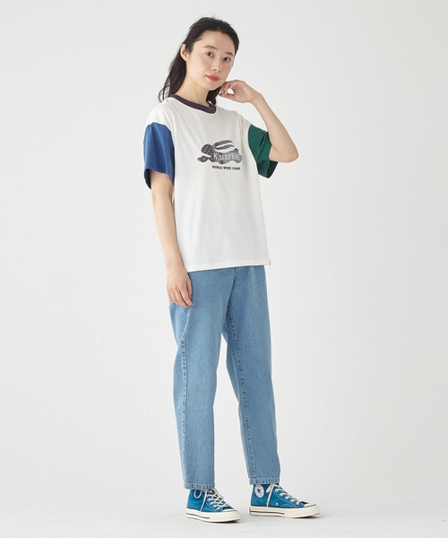 KRIFF MAYER Lady's Collection（クリフメイヤーレディースコレクション）の「フライングラビット柄ロゴゆるT（Tシャツ/カットソー・レディース・ブルー/グレー/オフホワイト/カラフル/グリーン/レッド/チャコール・LARGE/MEDIUM）」の10枚目の写真