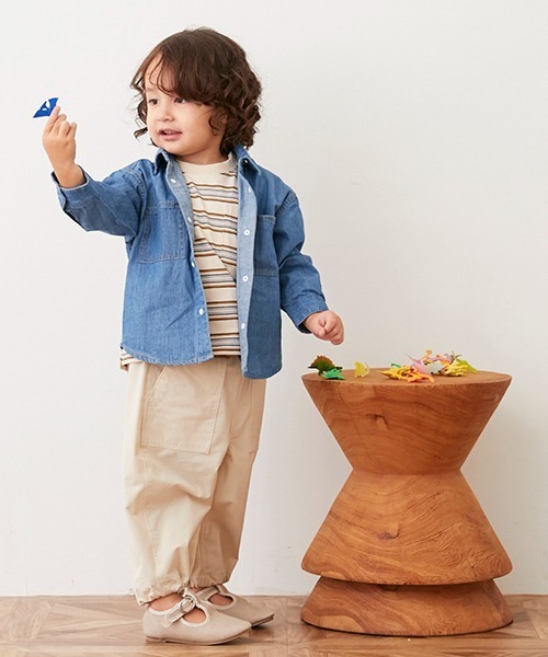 petit main(プティマイン)の「【花粉付着防止】ベイカーパンツ(カーゴパンツ・キッズ・ライトピンク/ブラック/キナリ・90cm/110cm/120cm/130cm/80cm/100cm)」の2枚目の写真