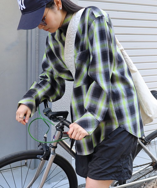 セール】オンブレチェックオーバーサイズシャツ（シャツ