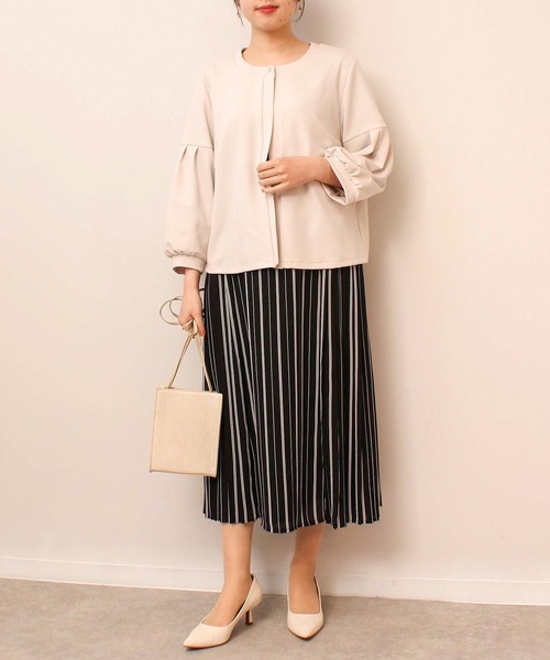 fleur by mint breeze(フルールバイミントブリーズ)の「【L~5L 大きいサイズ】ストライプ サイド プリーツ ワンピース(ワンピース・レディース・ブラック/ブルー・5L/4L/3L/LL/L)」の13枚目の写真