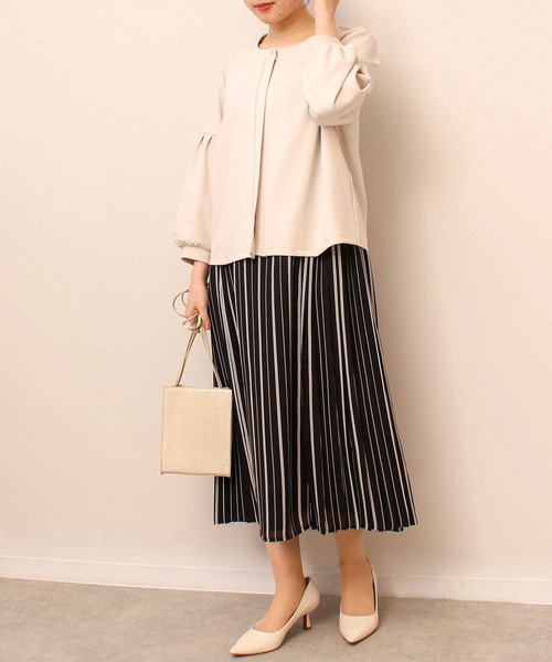 fleur by mint breeze(フルールバイミントブリーズ)の「【L~5L 大きいサイズ】ストライプ サイド プリーツ ワンピース(ワンピース・レディース・ブラック/ブルー・5L/4L/3L/LL/L)」の14枚目の写真