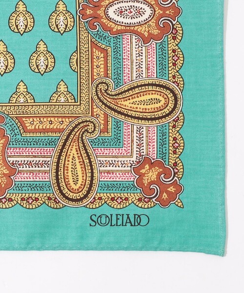 SOULEIADO(ソレイアード)の「コットンプリント バンダナ(バンダナ/スカーフ・レディース・ブラック系その他/ライトグリーン/ピンク系その他・FREE)」の4枚目の写真