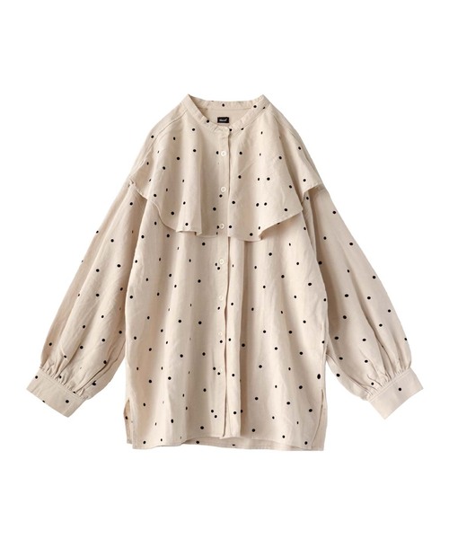 e-zakkamania stores(イーザッカマニアストアーズ)の「フロッキードット ナチュラルブラウス(シャツ/ブラウス・レディース・ブラック/ベージュ・フリー)」の19枚目の写真