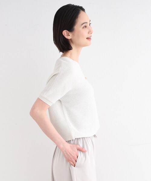 INDIVI（インディヴィ）の「◆【洗える／ラメ】Vネックガーター編みニット（ニット/セーター・レディース・オフホワイト/ブラック/ライトグレー/ナチュラル/ブラウン系/ブルー系その他/イエロー系その他・05/13/15 /34/38/19）」の9枚目の写真