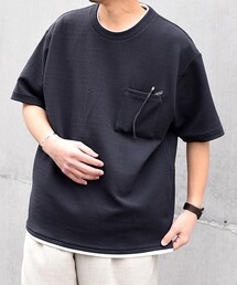 【WEB限定】SHIPS any: ジャカード フェイクレイヤード ポケット Tシャツ◇