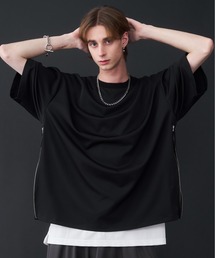 KUUUPY | Fuhaku Side Zip Design T-Shirts - 布帛サイドジップデザインTシャツ(Tシャツ/カットソー)