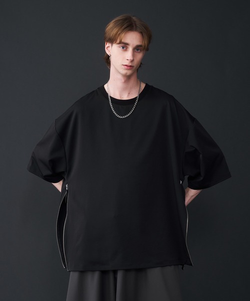 Fuhaku Side Zip Design T-Shirts - 布帛サイドジップデザインT
