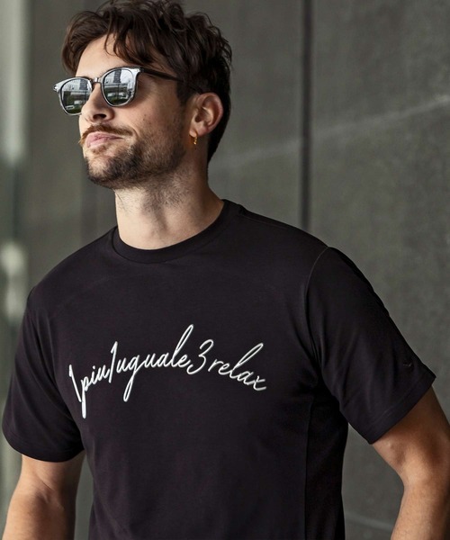 国内【1PIU1UGUALE3 RELAX】メタリックアーチロゴ半袖Tシャツ SHIFFON｜(M)1PIU1UGUALE3 RELAX/UST-24053THメタリック