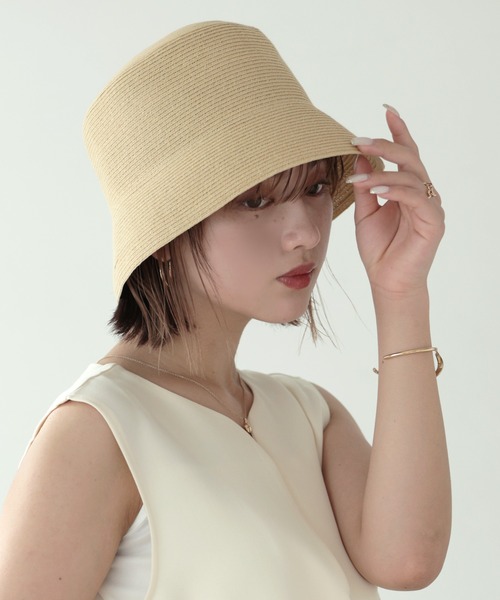 Stella McCartney 麦わら帽子 57ベージュ バケットハット 国内正規品】 McCartney Stella 麦わら帽子 バケットハット 57