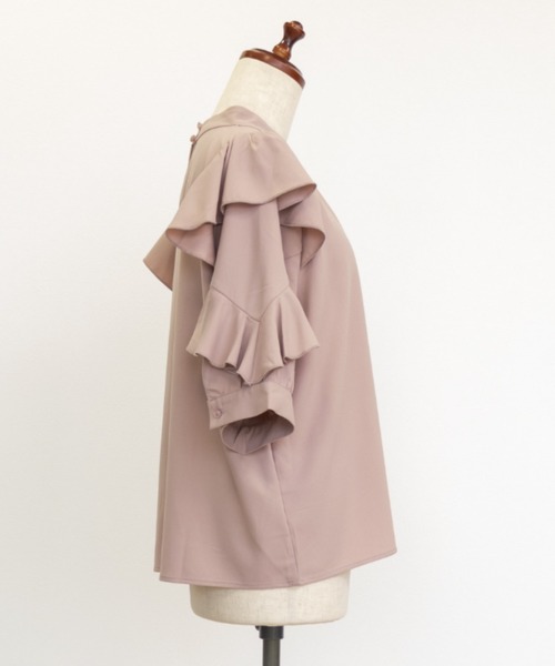CLETTE(クレット)の「フリル5分袖ブラウス(シャツ/ブラウス・レディース・オフホワイト/ピンク/ラベンダー・LL/3L/4L)」の21枚目の写真