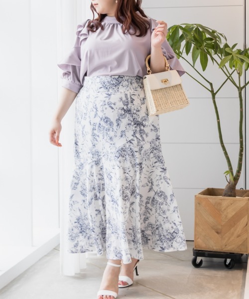 CLETTE(クレット)の「フリル5分袖ブラウス(シャツ/ブラウス・レディース・オフホワイト/ピンク/ラベンダー・LL/3L/4L)」の11枚目の写真