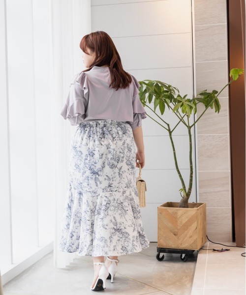 CLETTE(クレット)の「フリル5分袖ブラウス(シャツ/ブラウス・レディース・オフホワイト/ピンク/ラベンダー・LL/3L/4L)」の12枚目の写真