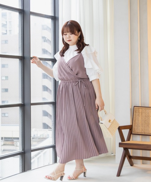 CLETTE(クレット)の「フリル5分袖ブラウス(シャツ/ブラウス・レディース・オフホワイト/ピンク/ラベンダー・LL/3L/4L)」の8枚目の写真