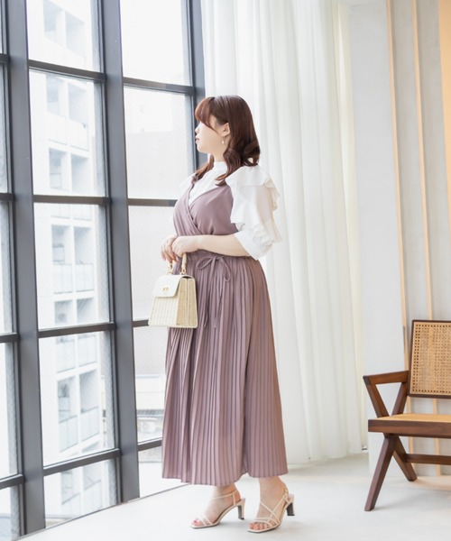 CLETTE(クレット)の「フリル5分袖ブラウス(シャツ/ブラウス・レディース・オフホワイト/ピンク/ラベンダー・LL/3L/4L)」の9枚目の写真