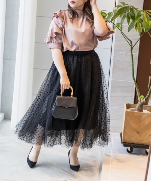CLETTE(クレット)の「フリル5分袖ブラウス(シャツ/ブラウス・レディース・オフホワイト/ピンク/ラベンダー・LL/3L/4L)」の15枚目の写真