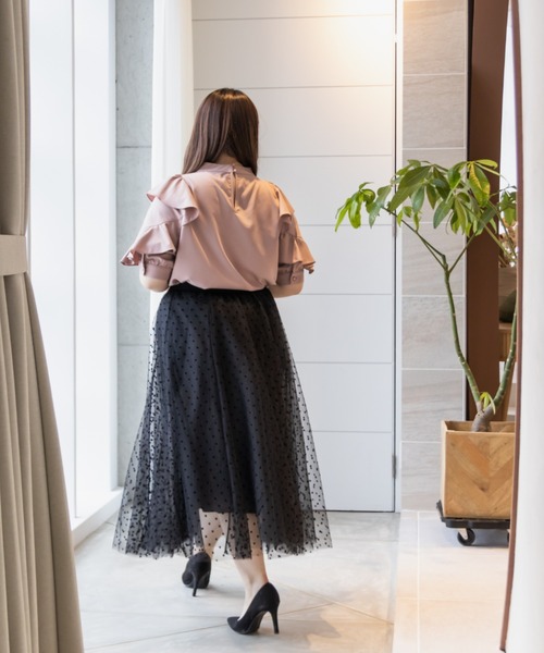 CLETTE(クレット)の「フリル5分袖ブラウス(シャツ/ブラウス・レディース・オフホワイト/ピンク/ラベンダー・LL/3L/4L)」の16枚目の写真