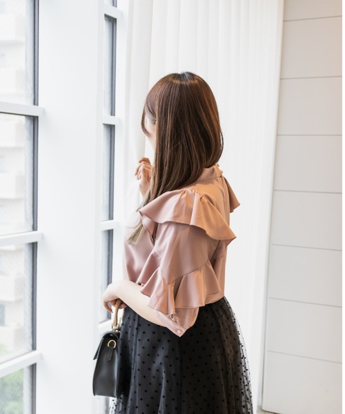 CLETTE(クレット)の「フリル5分袖ブラウス(シャツ/ブラウス・レディース・オフホワイト/ピンク/ラベンダー・LL/3L/4L)」の17枚目の写真