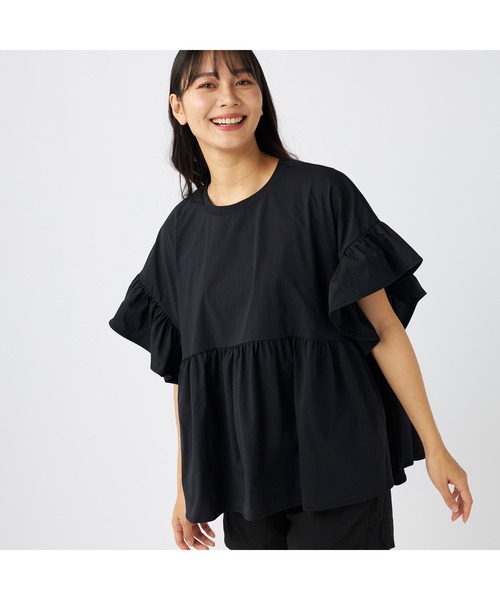 Ocean Pacific(オーシャンパシフィック)の「Ocean Pacific/オーシャンパシフィック 半袖Tシャツ 水陸両用 UPF50+ 袖フレアデザイン UVカットシャツ(Tシャツ/カットソー・レディース・ブラック/ベージュ/ホワイト・M/XL/L)」の1枚目の写真