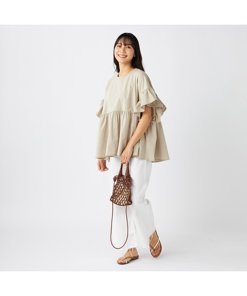 Ocean Pacific(オーシャンパシフィック)の「Ocean Pacific/オーシャンパシフィック 半袖Tシャツ 水陸両用 UPF50+ 袖フレアデザイン UVカットシャツ(Tシャツ/カットソー・レディース・ブラック/ベージュ/ホワイト・M/XL/L)」の4枚目の写真