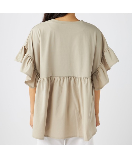 Ocean Pacific(オーシャンパシフィック)の「Ocean Pacific/オーシャンパシフィック 半袖Tシャツ 水陸両用 UPF50+ 袖フレアデザイン UVカットシャツ(Tシャツ/カットソー・レディース・ブラック/ベージュ/ホワイト・M/XL/L)」の9枚目の写真