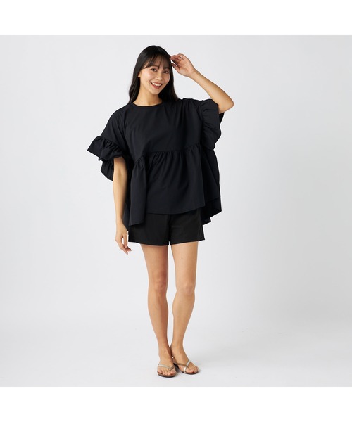 Ocean Pacific(オーシャンパシフィック)の「Ocean Pacific/オーシャンパシフィック 半袖Tシャツ 水陸両用 UPF50+ 袖フレアデザイン UVカットシャツ(Tシャツ/カットソー・レディース・ブラック/ベージュ/ホワイト・M/XL/L)」の17枚目の写真